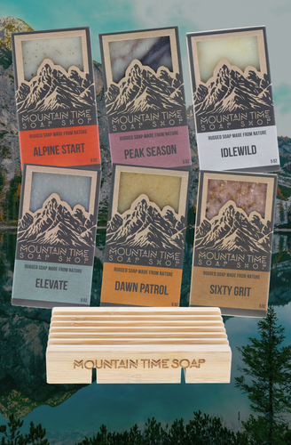 photos of six assorted bars of soap and a soap deck 